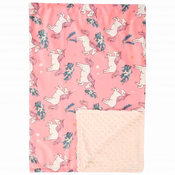 plaid bebe licorne rose tissu polaire doux peau sensible delicate