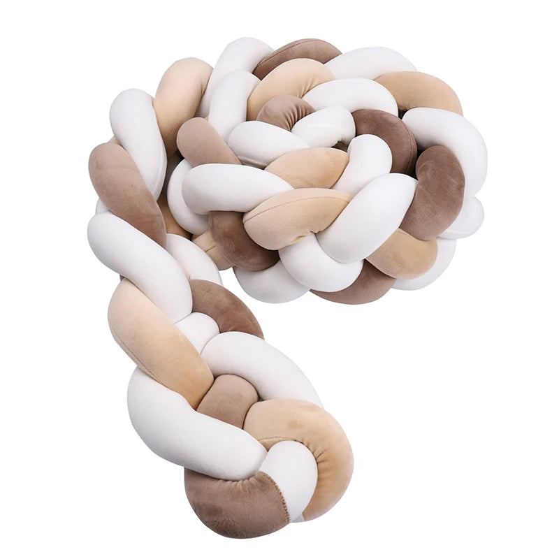 Tour de lit tressé | Blanc-Brun-Beige