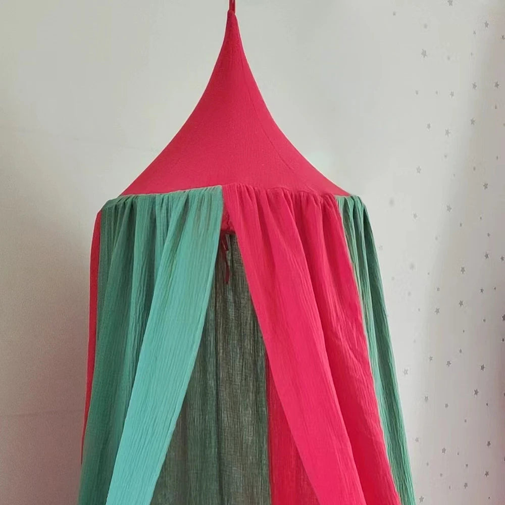 ciel de lit bebe rouge vert coton doux