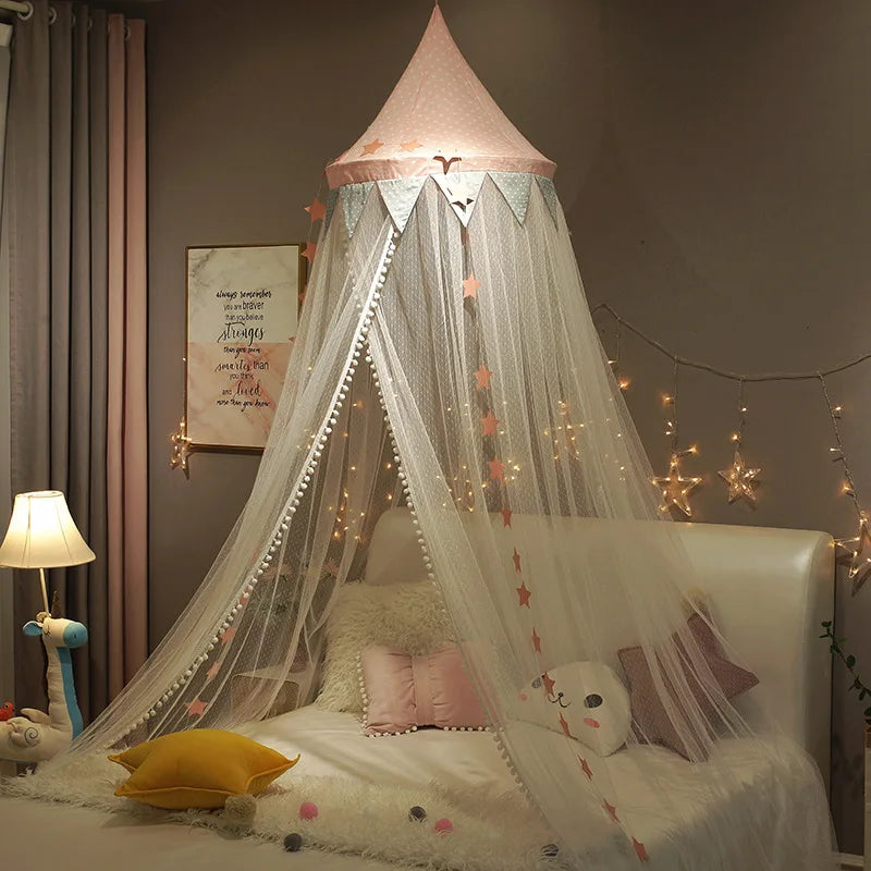 ciel de lit moustiquaire rose chambre enfant