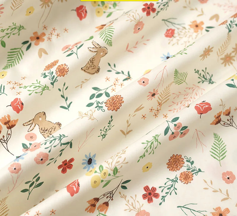 drap housse pour lit bebe fleurs lapins