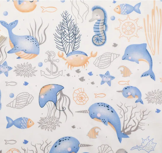 draps housse lit bébé 60x120 baleine bleu
