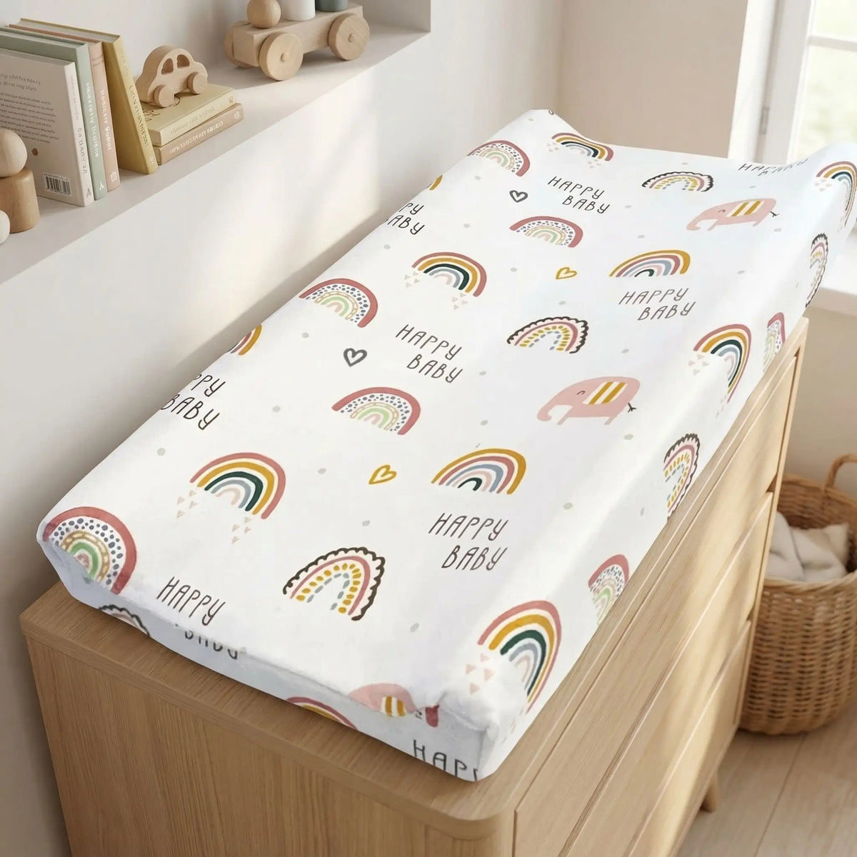 housse matelas à langer arc-en-ciel éléphant