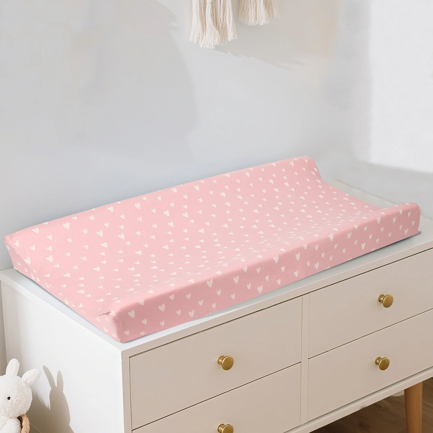 housse pour matelas Ă langer cĆur rose