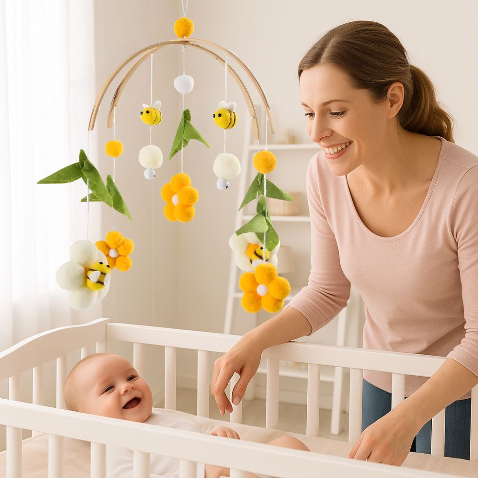 mobile bebe fleur abeille maman bebe heureux