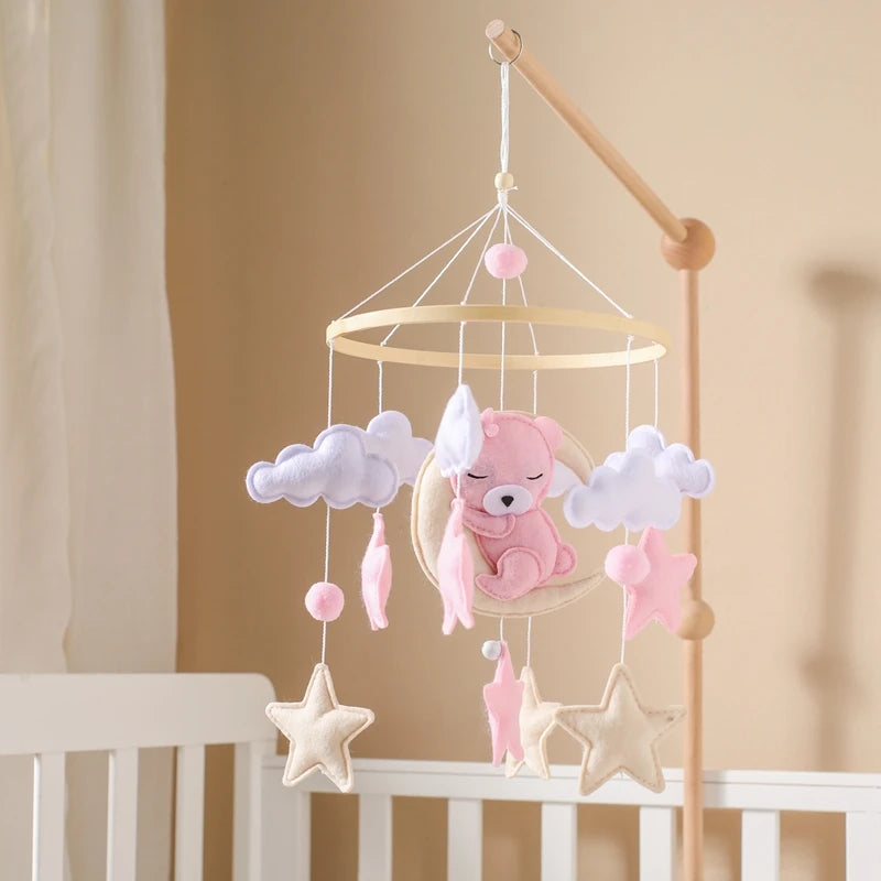 mobile bebe lapin etoile rose nuage blanche decoration