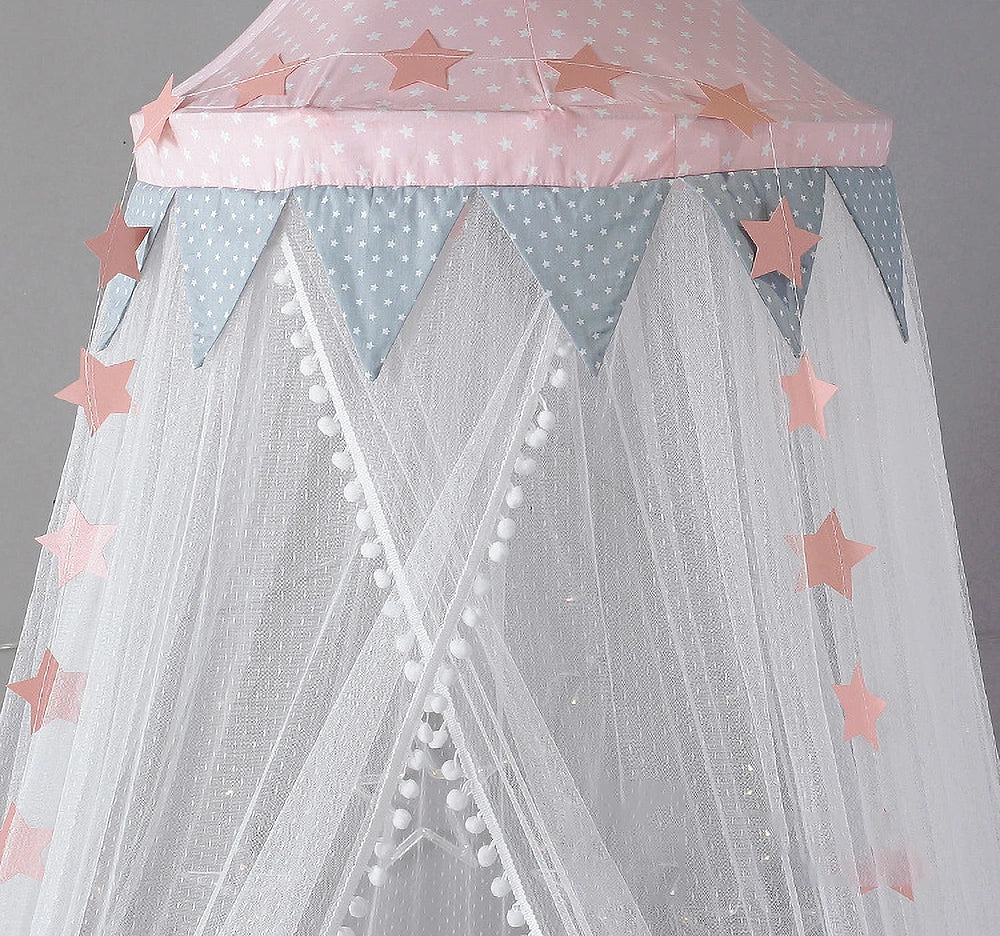 moustiquaire ciel de lit dome rose