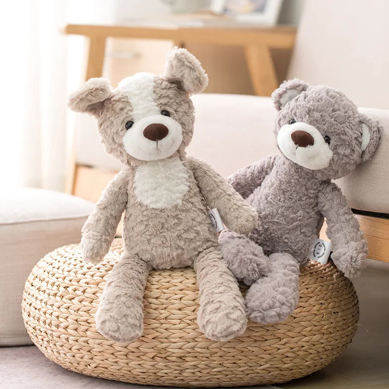 peluche chien beige ours gris
