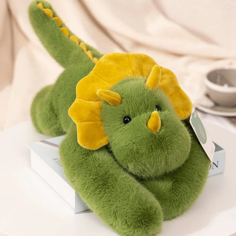 peluche dinosaure vert jaune douce apaisante réconfort sommeil enfant