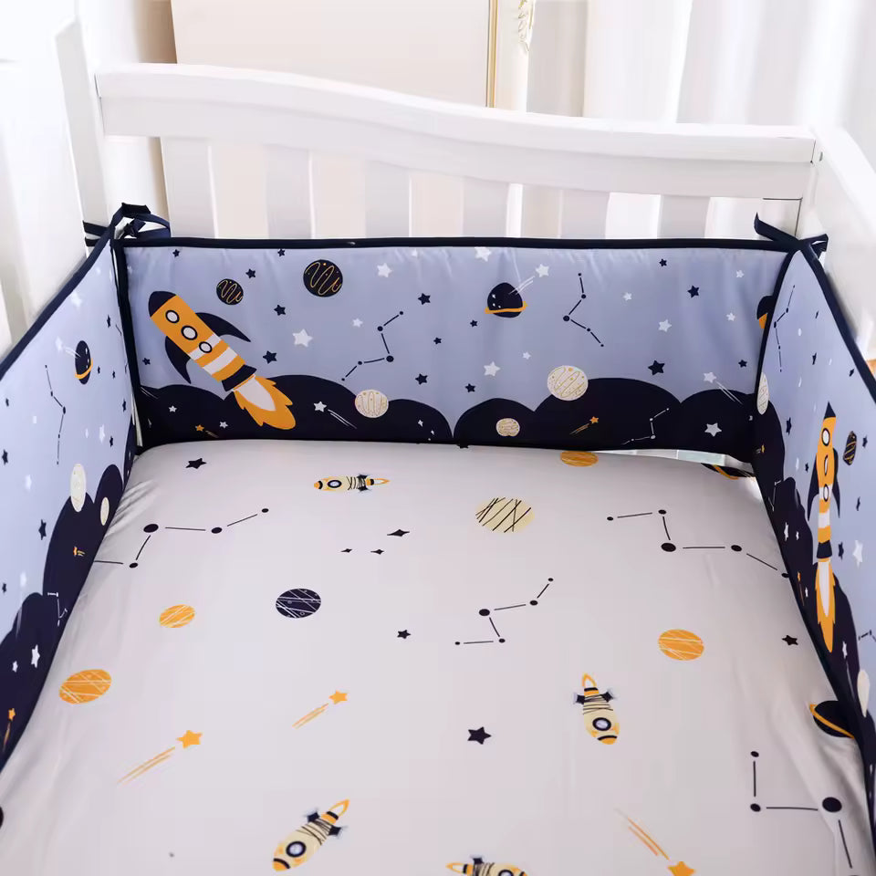 tour de lit bébé bleu fusée planètes