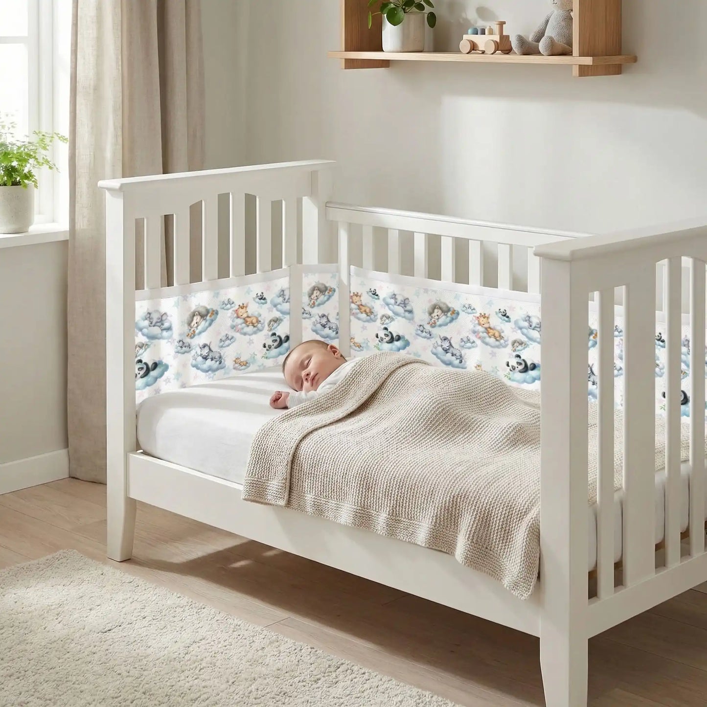 tour de lit bébé respirant nuage animaux enfant endormi