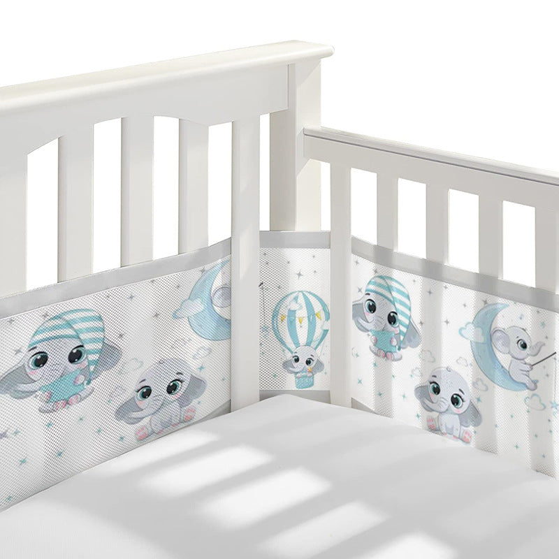 tour de lit respirant bébé éléphant gris