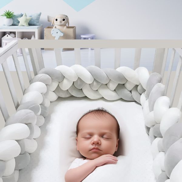 tresse de lit 3m gris blanc bebe sommeil paisible