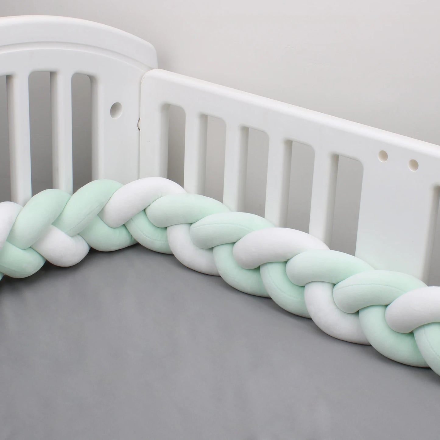 tresse de lit bebe vert menthe blanc ultra doux