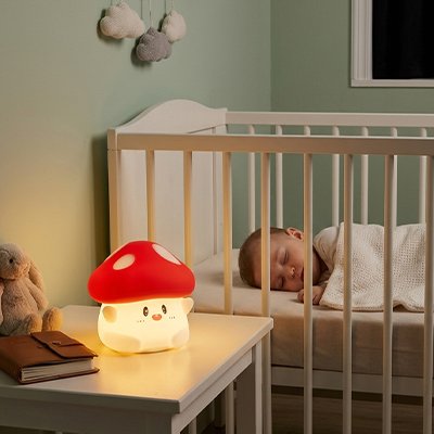 Veilleuse bébé champignon rouge