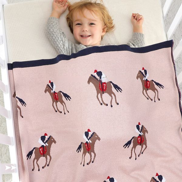 Couverture-bebe-cheval-rose-coton-fille