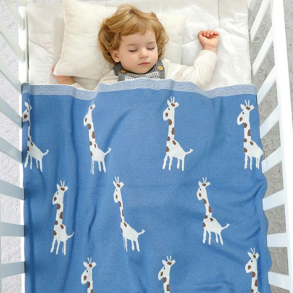 Couverture-bébé-girafe-coton-bleu-enfant-garçon