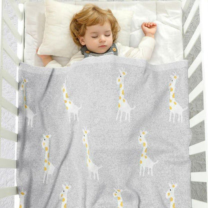 Couverture-bébé-girafe-gris-coton-garçon-fille-décoration