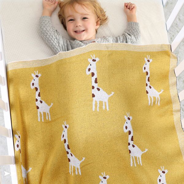 Couverture-bébé-girafe-jaune-coton-unisexe-fille-garçon