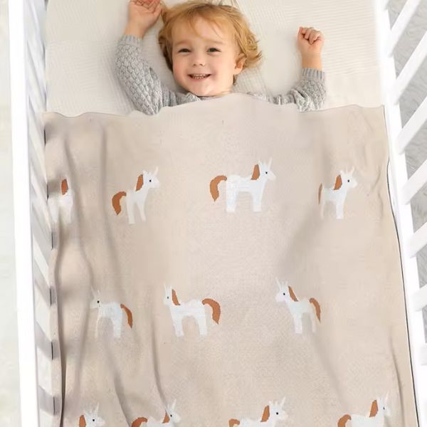 Couverture-bébé-licorne-beige-100%-coton-unisexe-garçon-fille