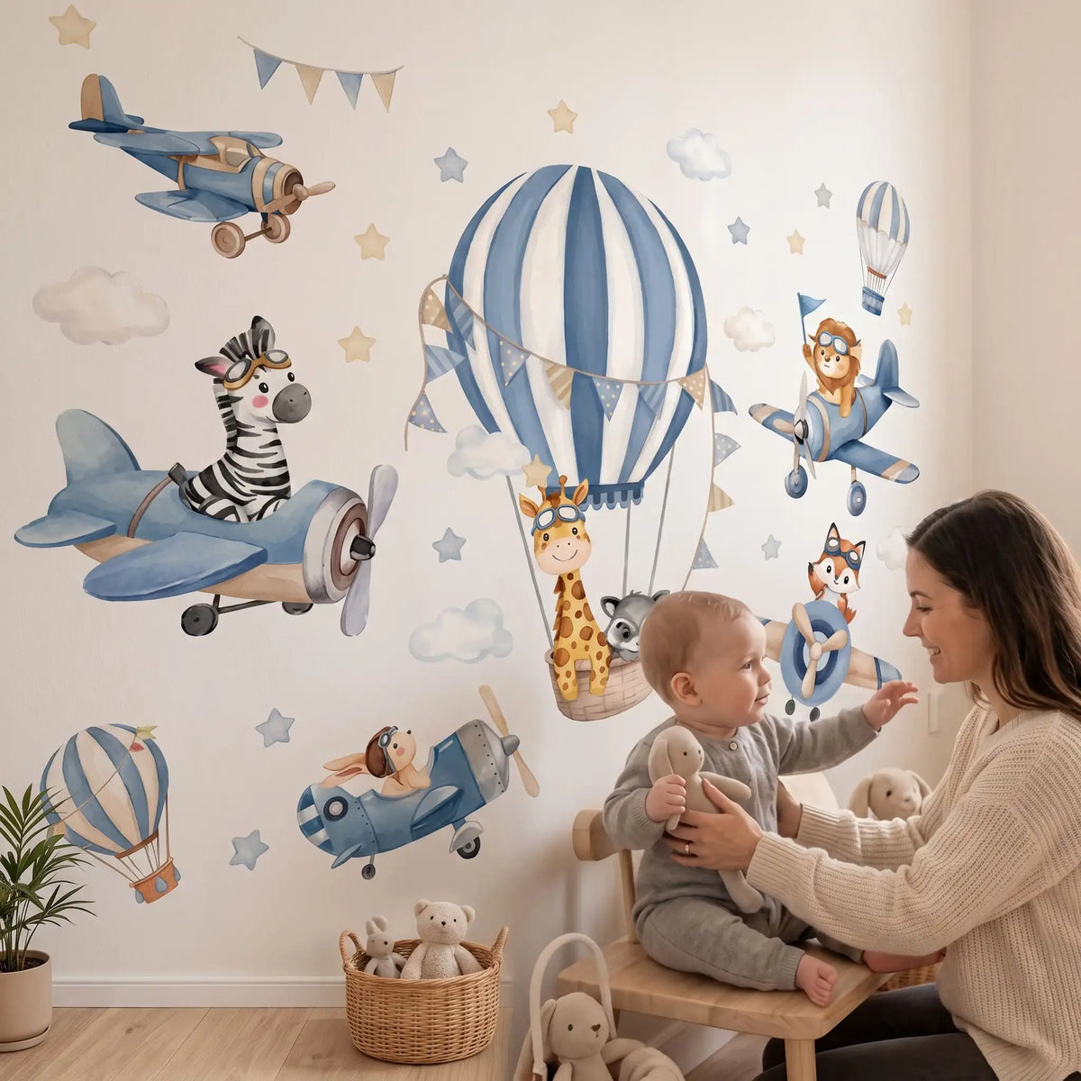 stickers muraux chambre bébé maman souriante