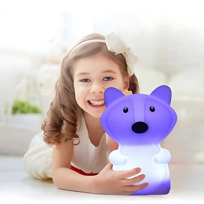 Veilleuse-bebe-renard-bleu-fille-souriante
