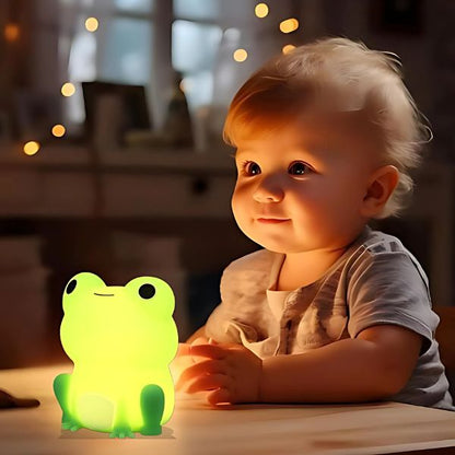 Veilleuse-enfant-grenouille-silicone-tactile