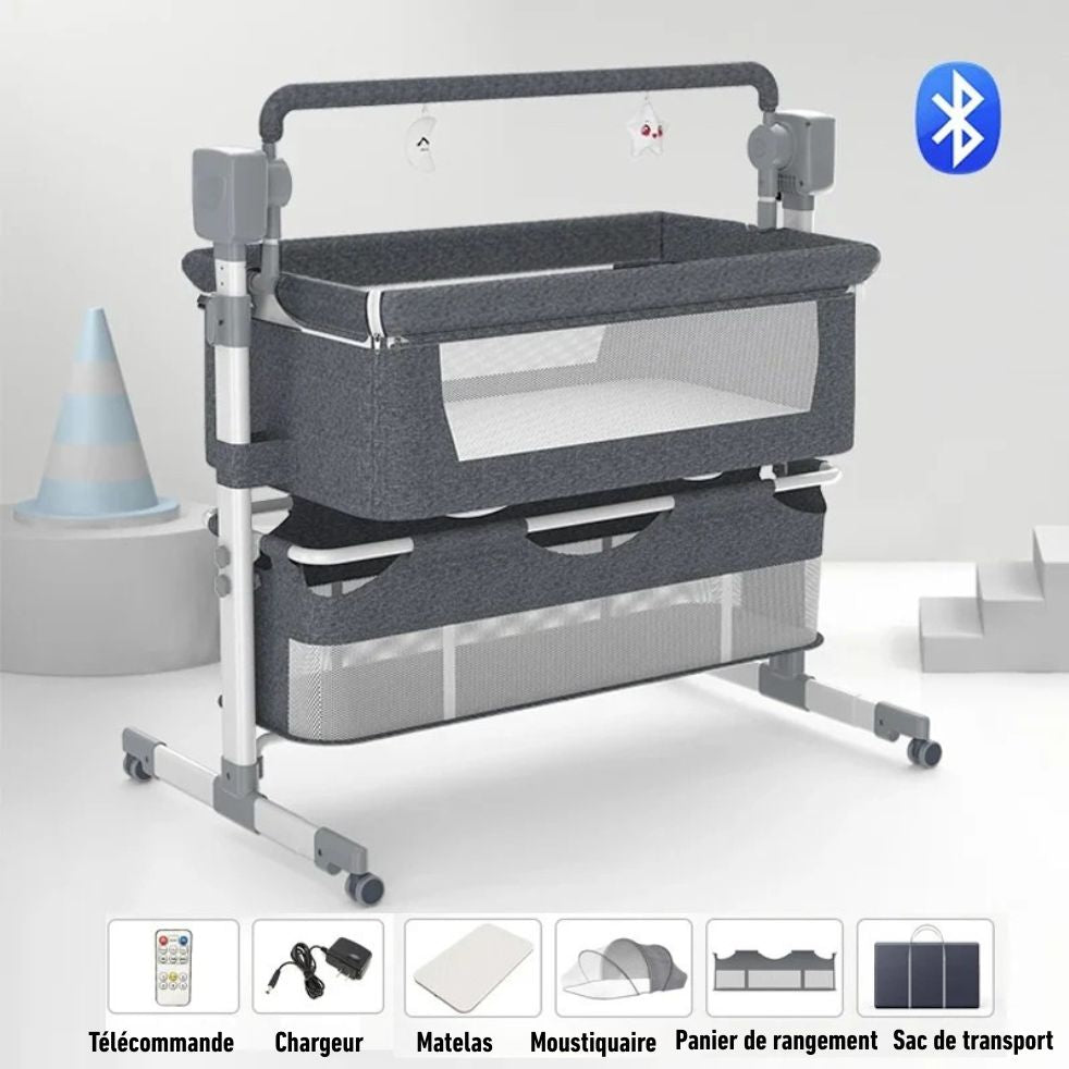 berceau cododo électrique gris moustiquaire panier rangement sac transport