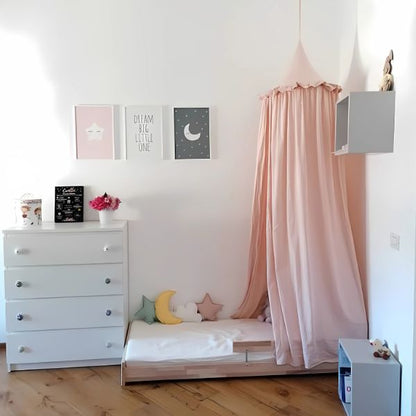 ciel de lit mousseline coton rose fille