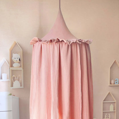 ciel de lit mousseline coton rose tres doux