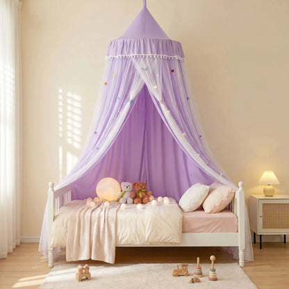 ciel de lit moustiquaire violet décoration chambre enfant