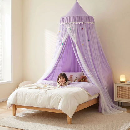 ciel de lit moustiquaire violet enfant dans lit
