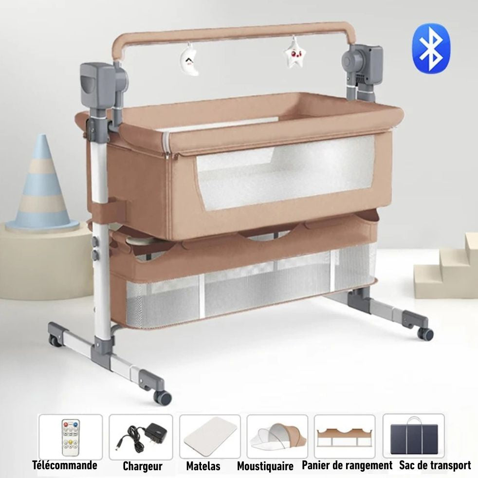 cododo bebe électrique brun bluetooth musical réglable portable télécommande