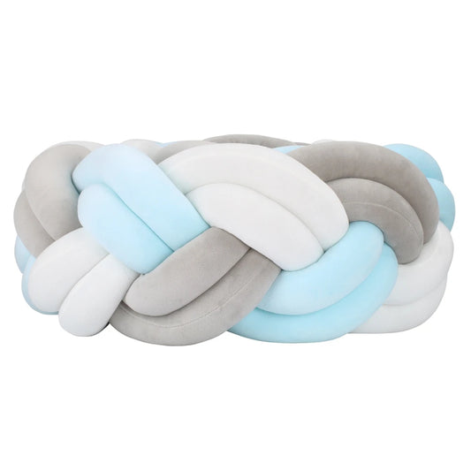contour de lit tresse bleu blanc gris