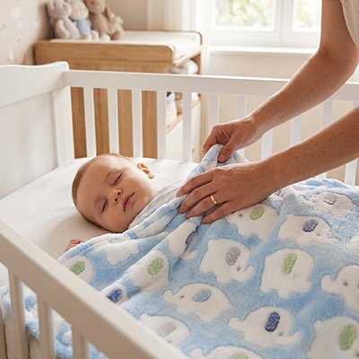 Couverture bébé bleu douce