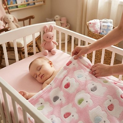 Couverture bébé endormi berceau