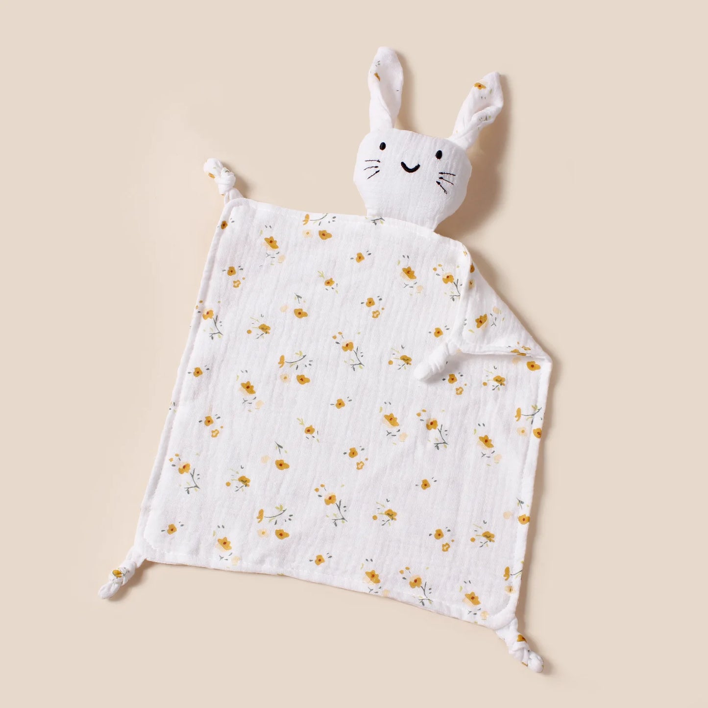 doudou lapin fleurs jaunes