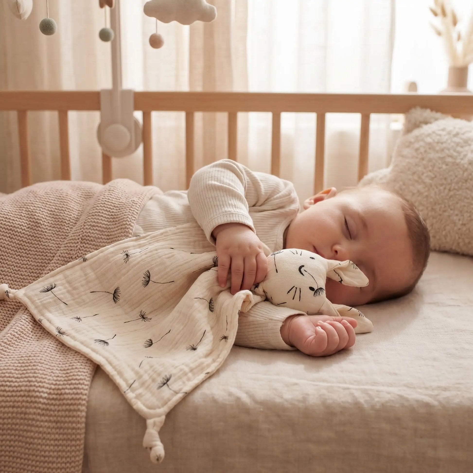 doudou lapin fleurs pissenlit enfant endormi