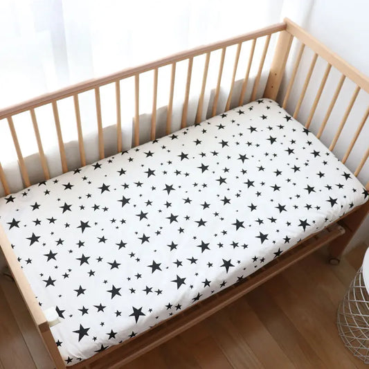 drap housse bebe blanc étoilé