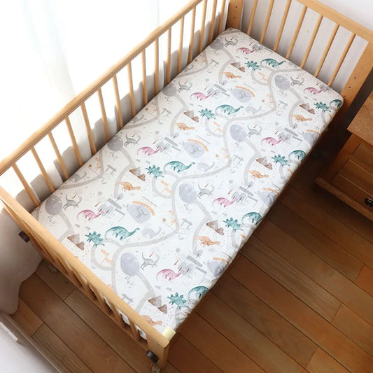 drap housse bebe dinosaure multicolore