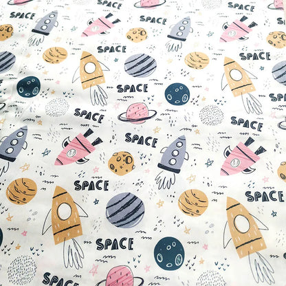 drap housse bébé fusée planète espace