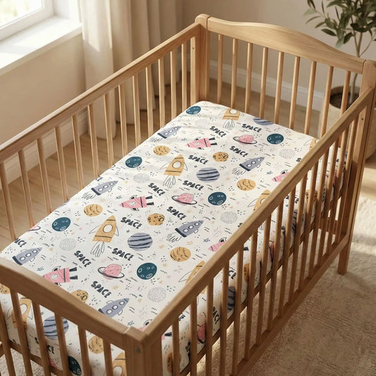 drap housse bébé fusée planète