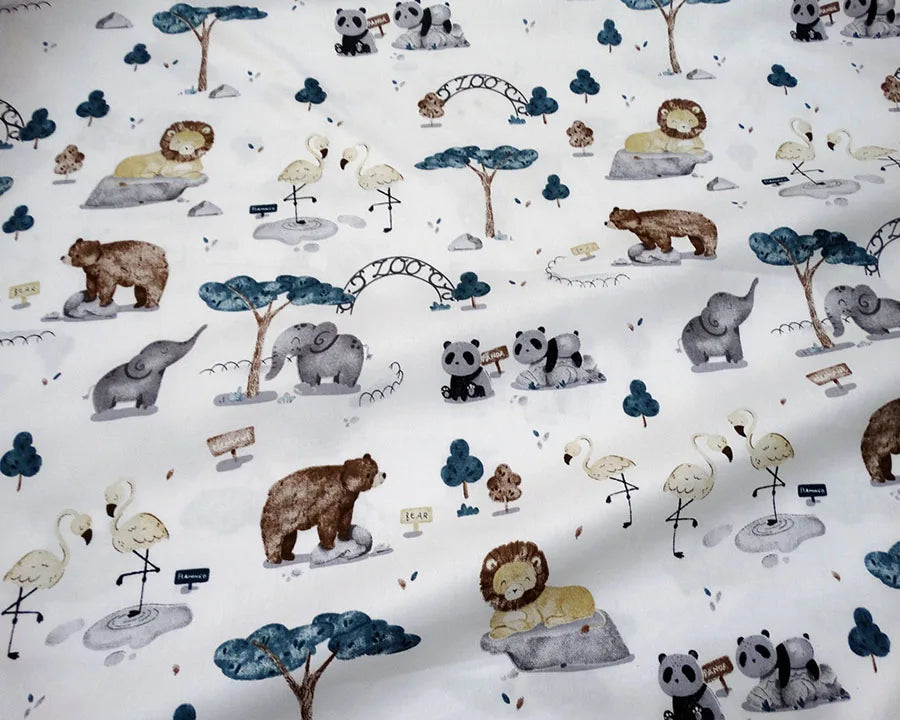 drap housse lit bébé bleu animaux