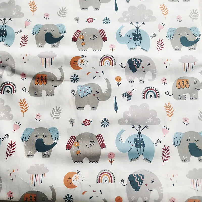 drap housse lit bébé éléphant gris bleu