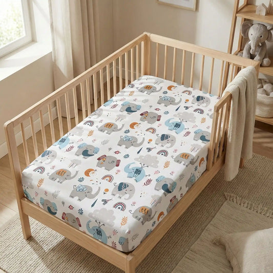 drap housse lit bébé éléphant