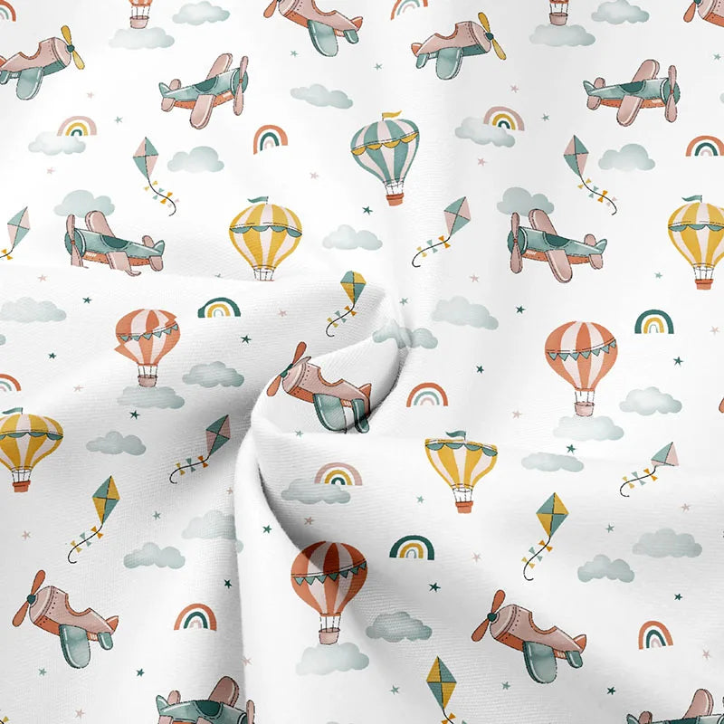 drap housse lit bébé nuage montgolfière avion