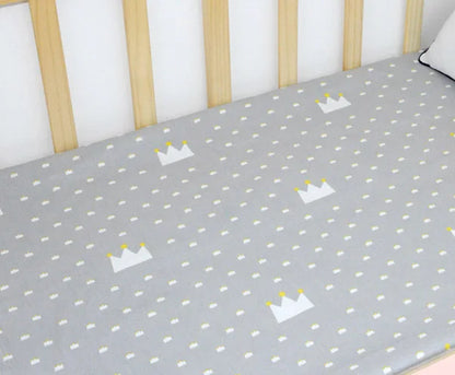 drap housse pour lit bebe gris couronne