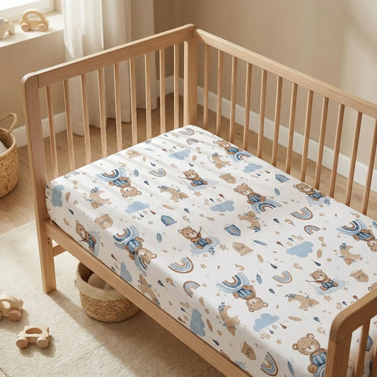 drap housse pour lit bebe ourson