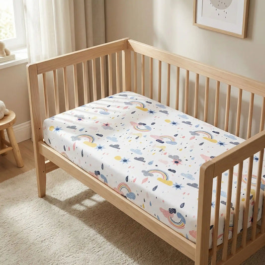 draps housse lit bébé 60x120 arc-en-ciel