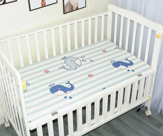 draps housse lit bébé 60x120 baleine océan